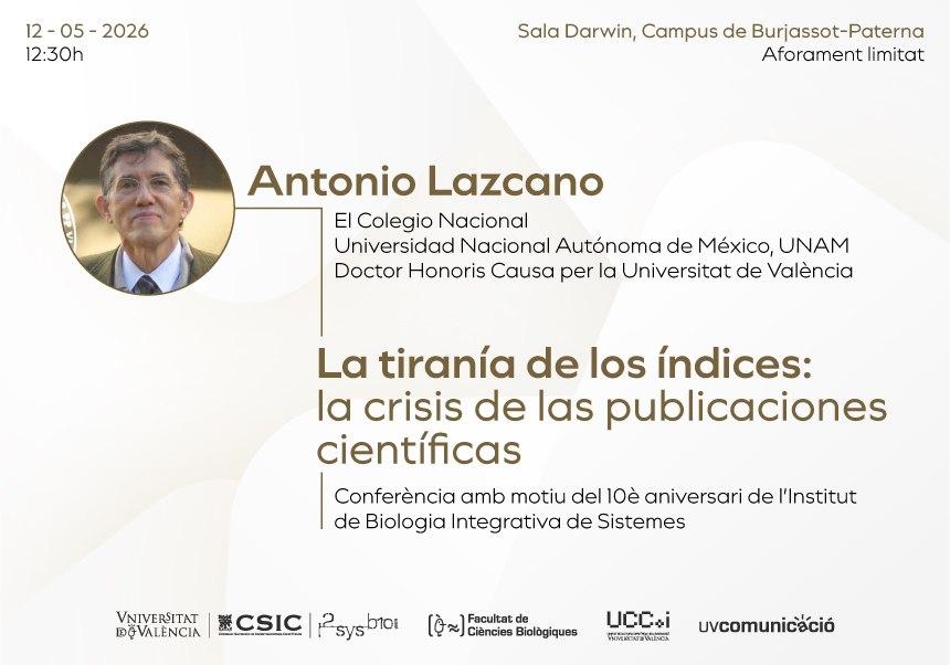 El I2SysBio celebra su décimo aniversario con dos conferencias de Antonio Lazcano y Jack Szostak