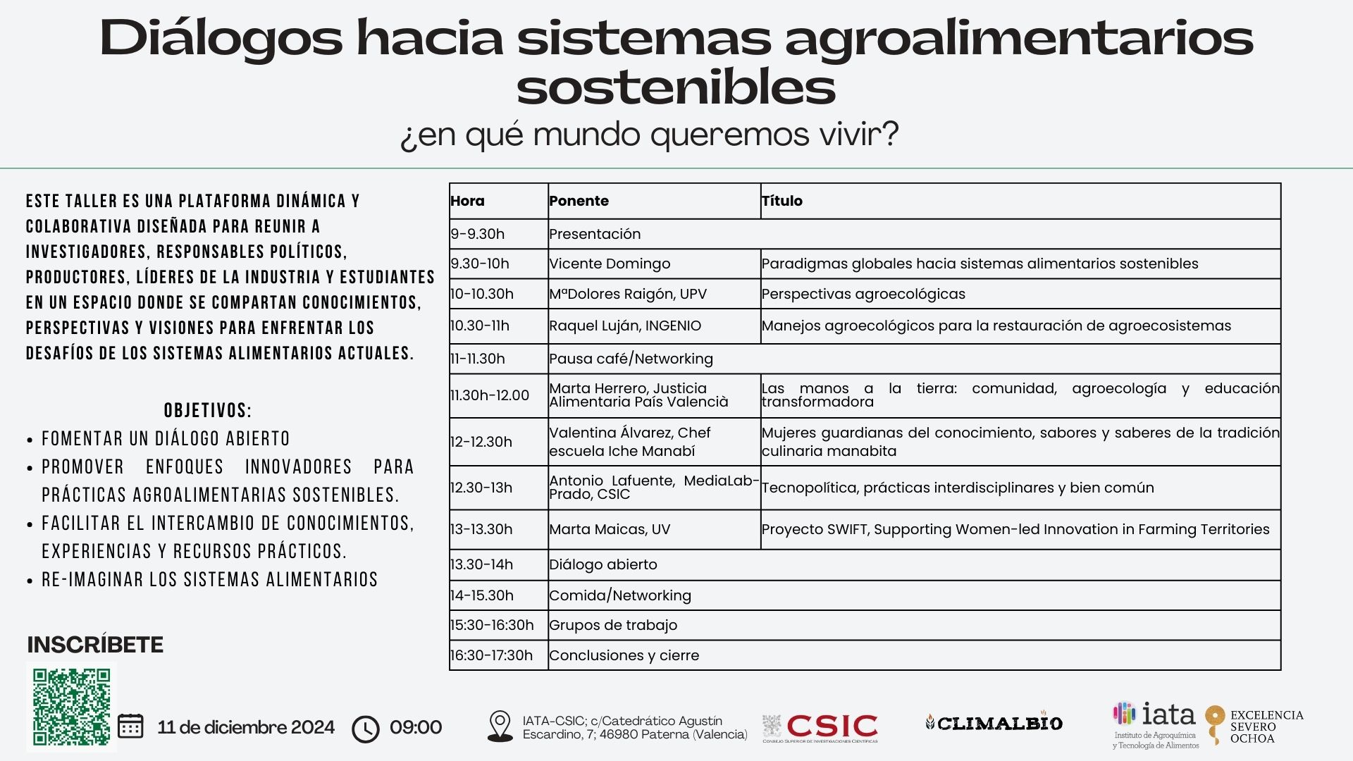 IATA-CSIC | Diálogos hacia sistemas agroalimentarios sostenibles: ¿en qué mundo queremos vivir?