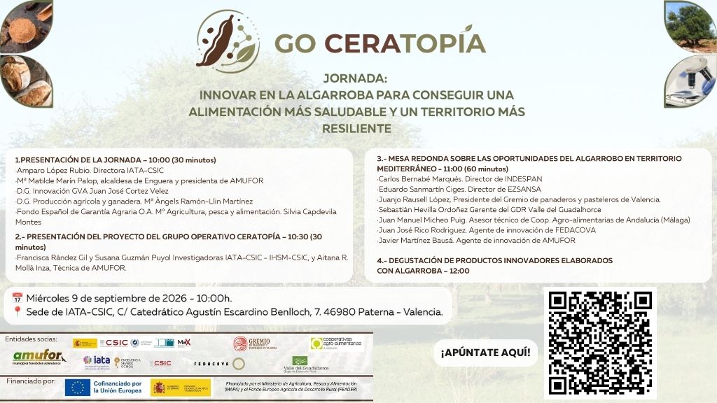 Una jornada del IATA abordará el potencial de la algarroba para una alimentación más saludable y un territorio más resiliente