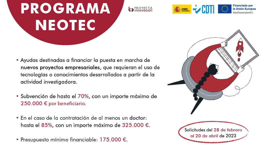 PROGRAMA NEOTEC | Ayudas NEOTEC 2023 para el apoyo de nuevos proyectos empresariales